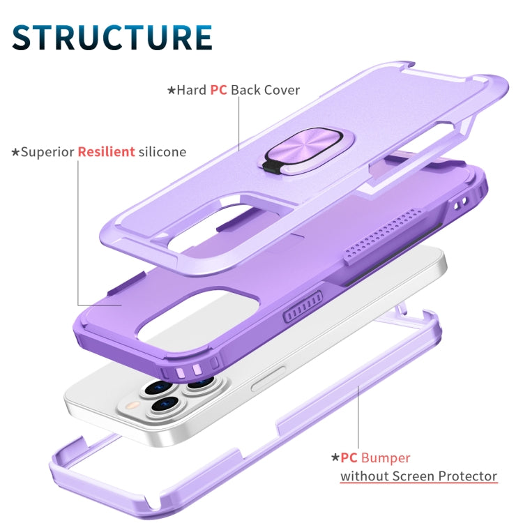 For iPhone 13 Pro 3 in 1 PC + TPU Phone Case with Ring Holder