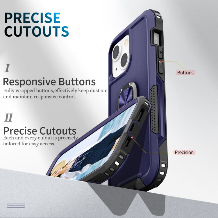 For iPhone 13 3 in 1 PC + TPU Phone Case with Ring Holder