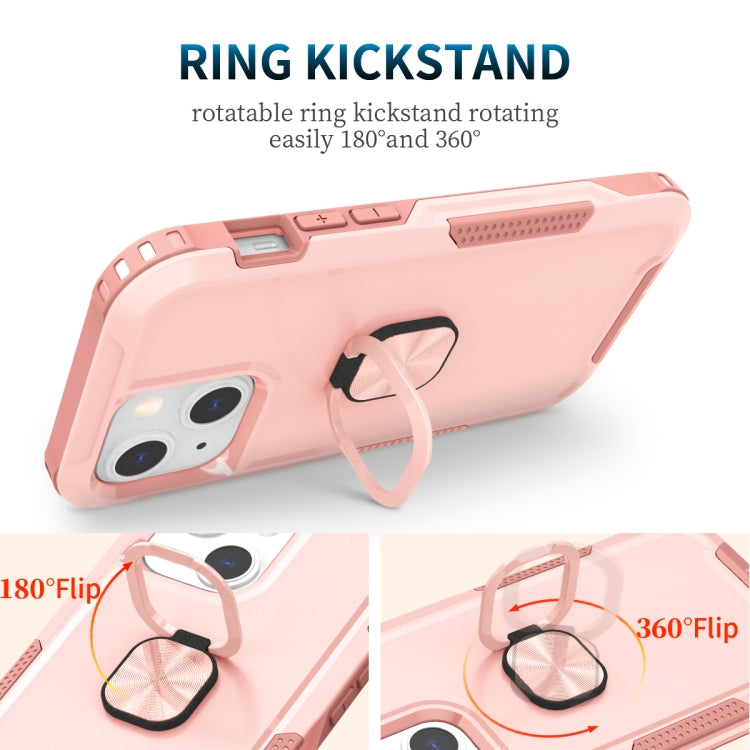 For iPhone 13 3 in 1 PC + TPU Phone Case with Ring Holder