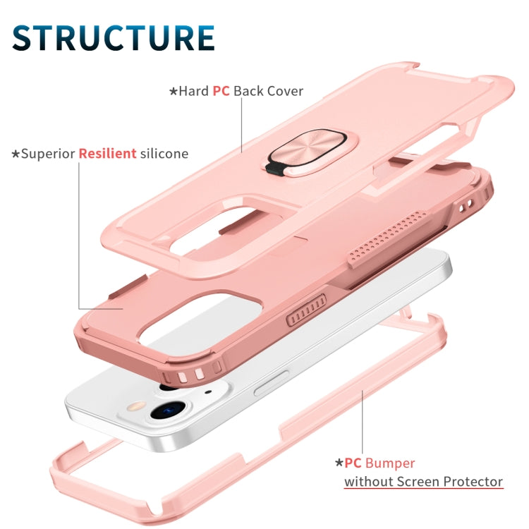 For iPhone 13 3 in 1 PC + TPU Phone Case with Ring Holder