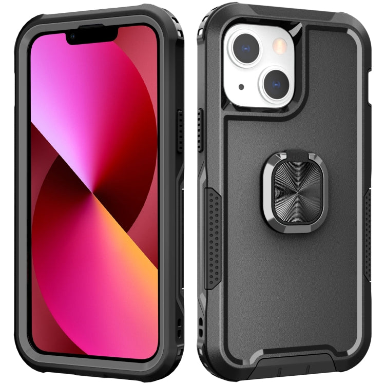 For iPhone 13 3 in 1 PC + TPU Phone Case with Ring Holder