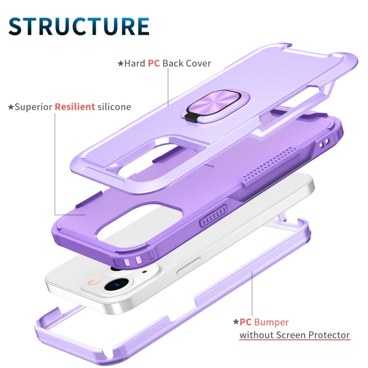 For iPhone 13 3 in 1 PC + TPU Phone Case with Ring Holder