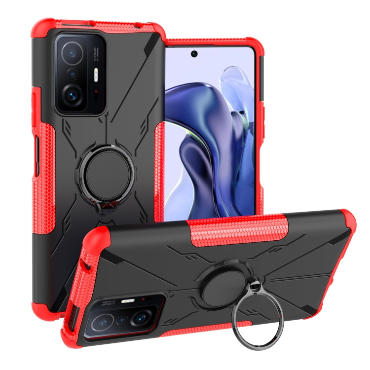 For Xiaomi 11T Armor Bear Shockproof PC + TPU Phone Case with Ring Holder