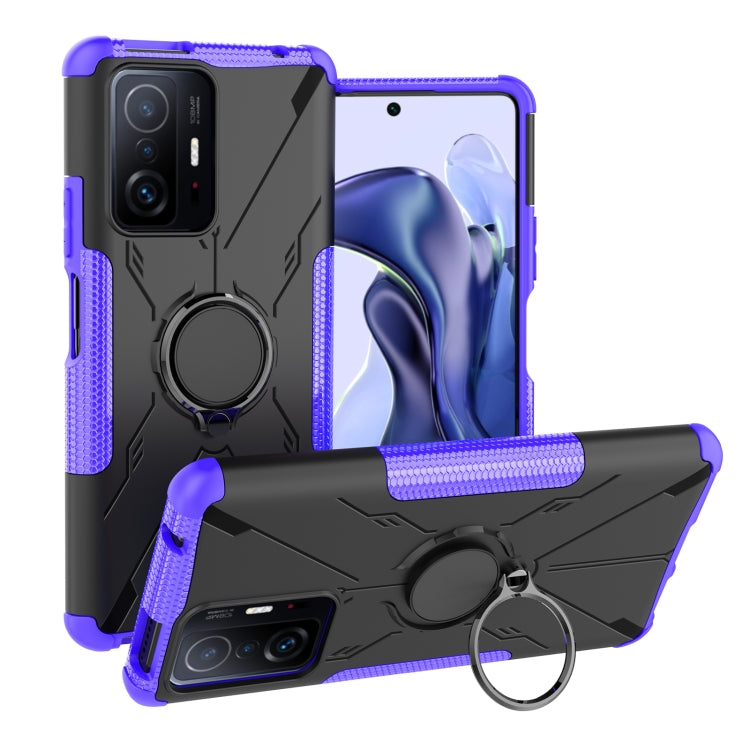 For Xiaomi 11T Armor Bear Shockproof PC + TPU Phone Case with Ring Holder