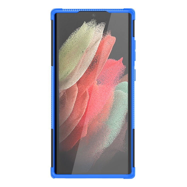For Samsung Galaxy S22 Ultra 5G Tire Texture TPU + PC Phone Case with Holder
