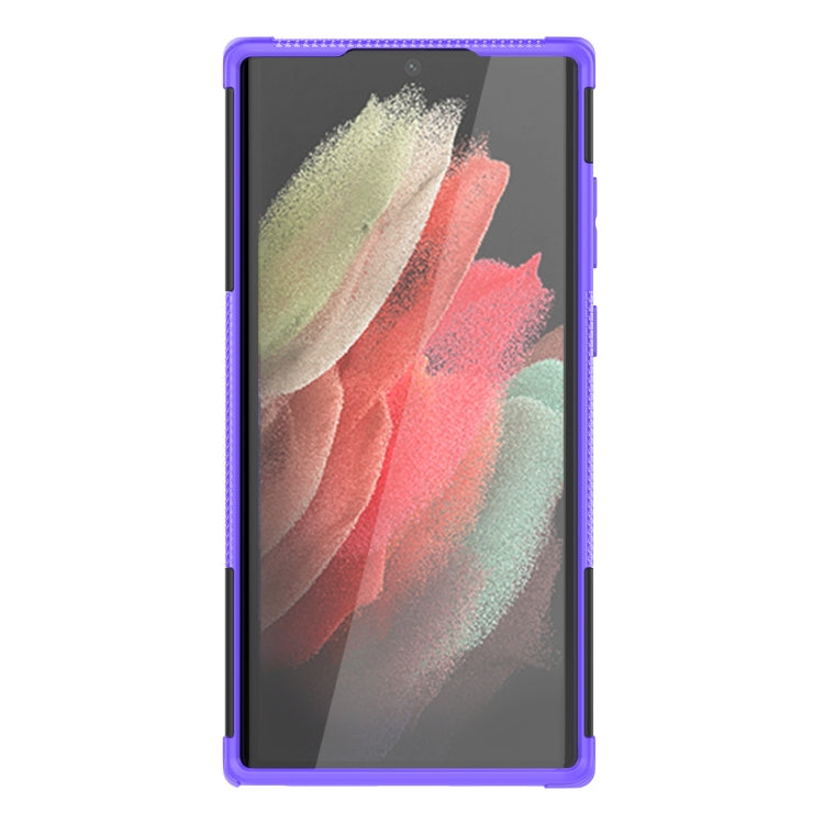 For Samsung Galaxy S22 Ultra 5G Tire Texture TPU + PC Phone Case with Holder