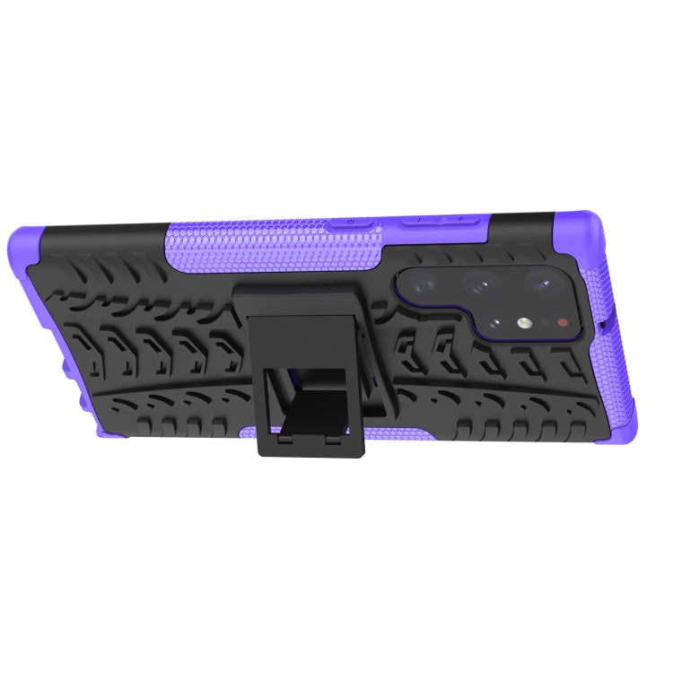 For Samsung Galaxy S22 Ultra 5G Tire Texture TPU + PC Phone Case with Holder