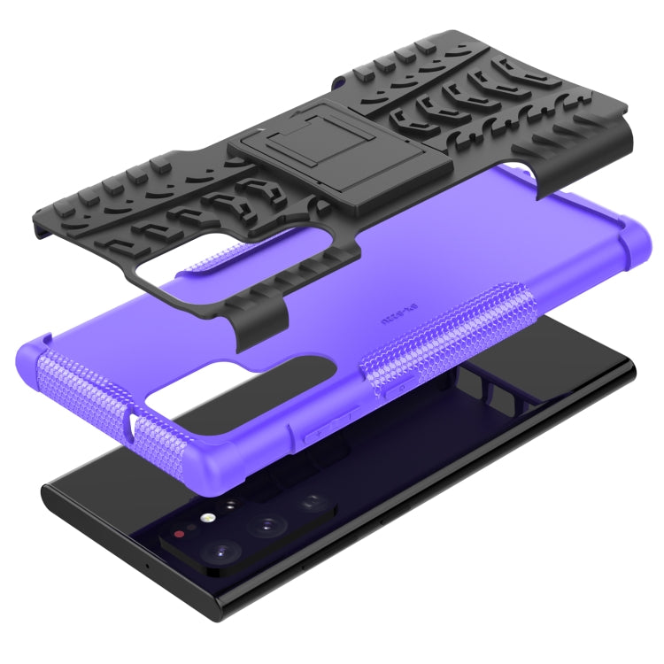 For Samsung Galaxy S22 Ultra 5G Tire Texture TPU + PC Phone Case with Holder