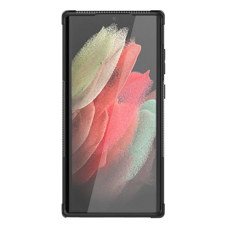 For Samsung Galaxy S22 Ultra 5G Tire Texture TPU + PC Phone Case with Holder