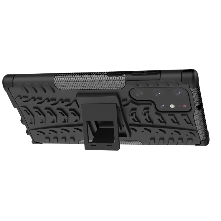For Samsung Galaxy S22 Ultra 5G Tire Texture TPU + PC Phone Case with Holder