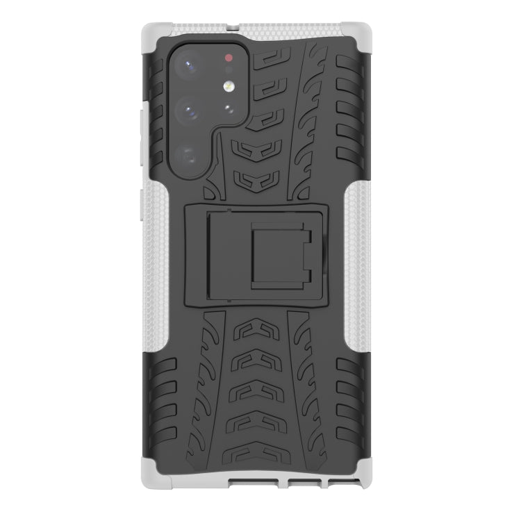 For Samsung Galaxy S22 Ultra 5G Tire Texture TPU + PC Phone Case with Holder