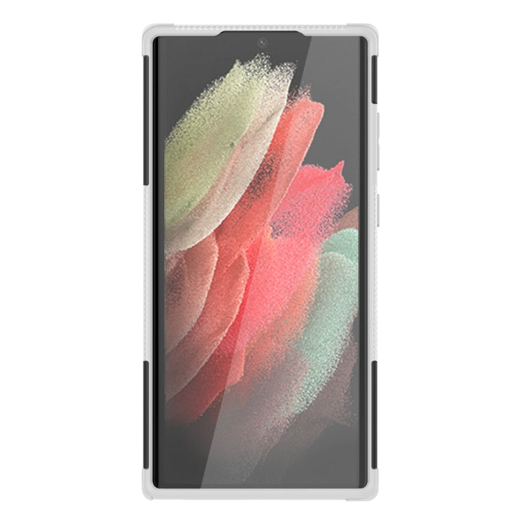 For Samsung Galaxy S22 Ultra 5G Tire Texture TPU + PC Phone Case with Holder