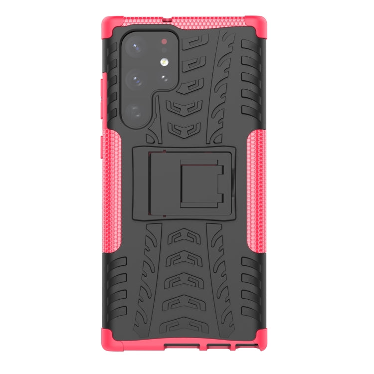 For Samsung Galaxy S22 Ultra 5G Tire Texture TPU + PC Phone Case with Holder