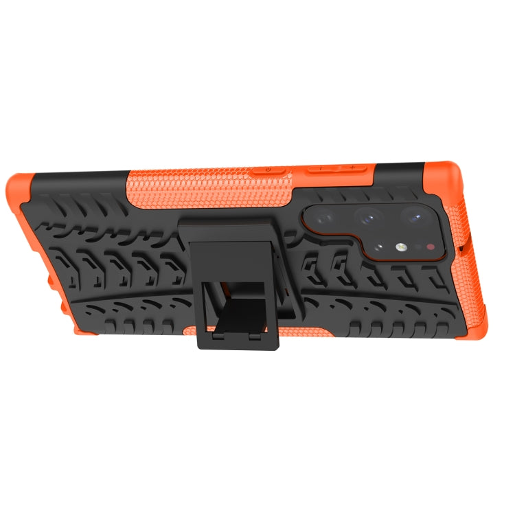 For Samsung Galaxy S22 Ultra 5G Tire Texture TPU + PC Phone Case with Holder