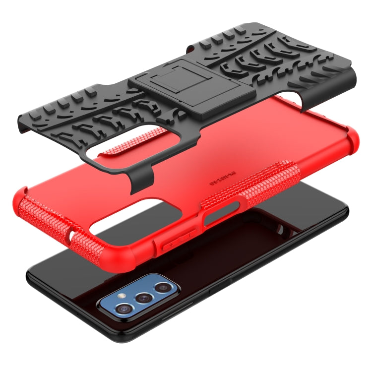 For Samsung Galaxy M52 5G Tire Texture TPU + PC Phone Case with Holder