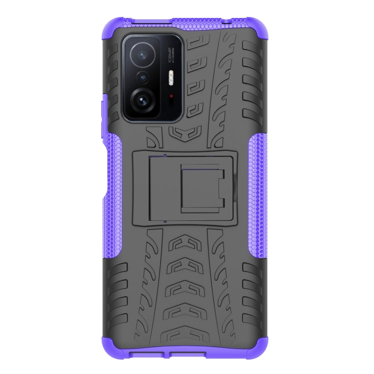 For Xiaomi Mi 11T Tire Texture TPU + PC Phone Case with Holder