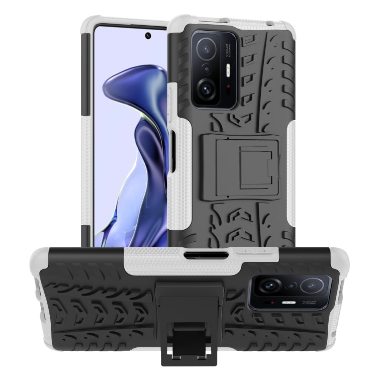 For Xiaomi Mi 11T Tire Texture TPU + PC Phone Case with Holder