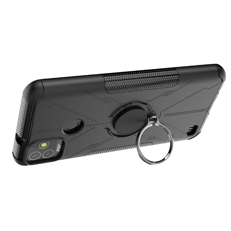 For Tecno Pop 5P Armor Bear Shockproof PC + TPU Phone Case with Ring Holder