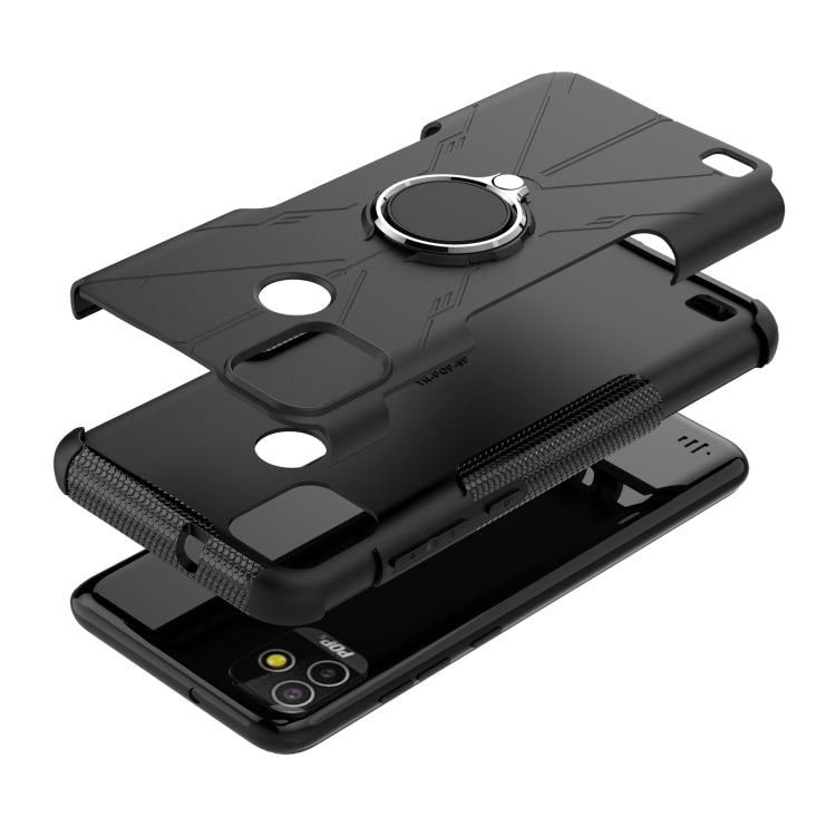 For Tecno Pop 5P Armor Bear Shockproof PC + TPU Phone Case with Ring Holder