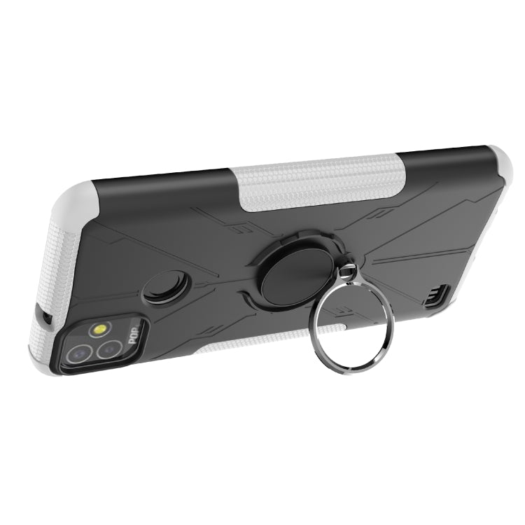 For Tecno Pop 5P Armor Bear Shockproof PC + TPU Phone Case with Ring Holder