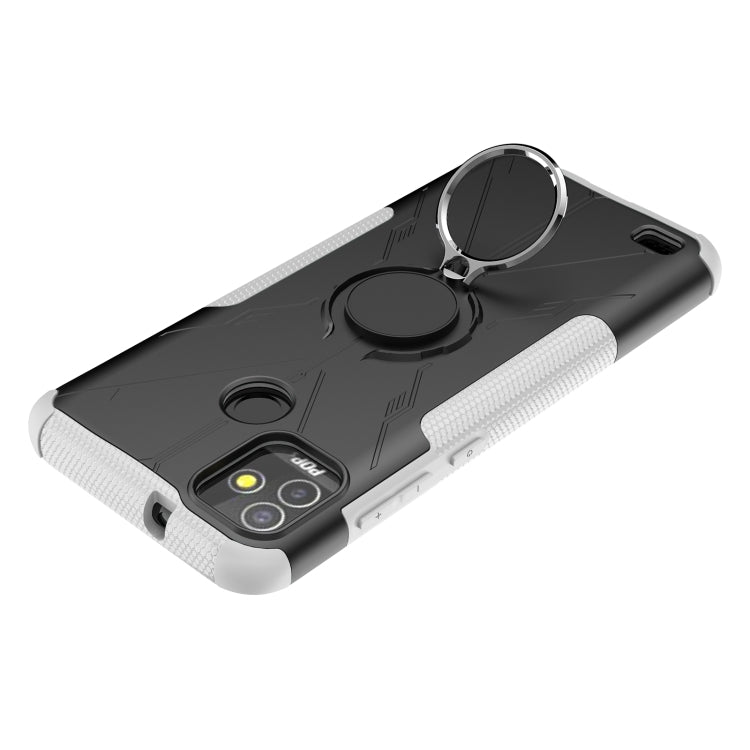 For Tecno Pop 5P Armor Bear Shockproof PC + TPU Phone Case with Ring Holder