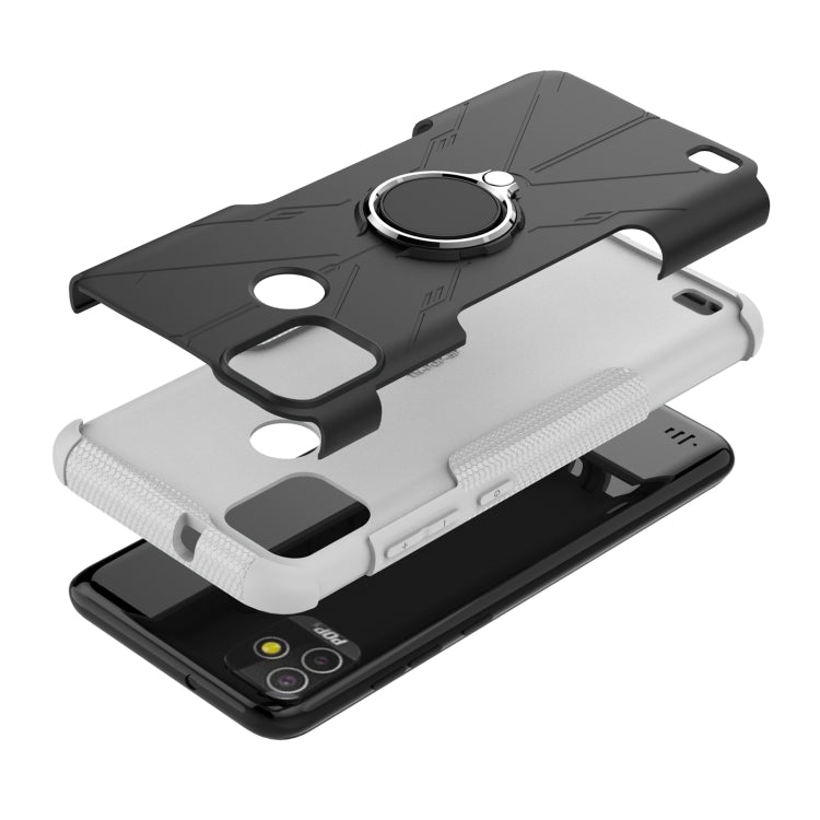 For Tecno Pop 5P Armor Bear Shockproof PC + TPU Phone Case with Ring Holder