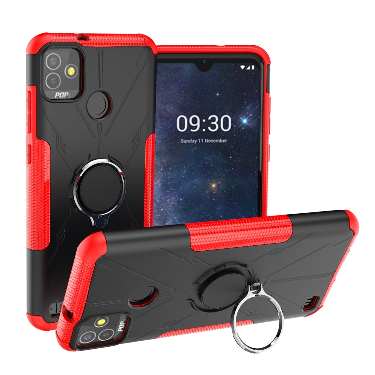 For Tecno Pop 5P Armor Bear Shockproof PC + TPU Phone Case with Ring Holder