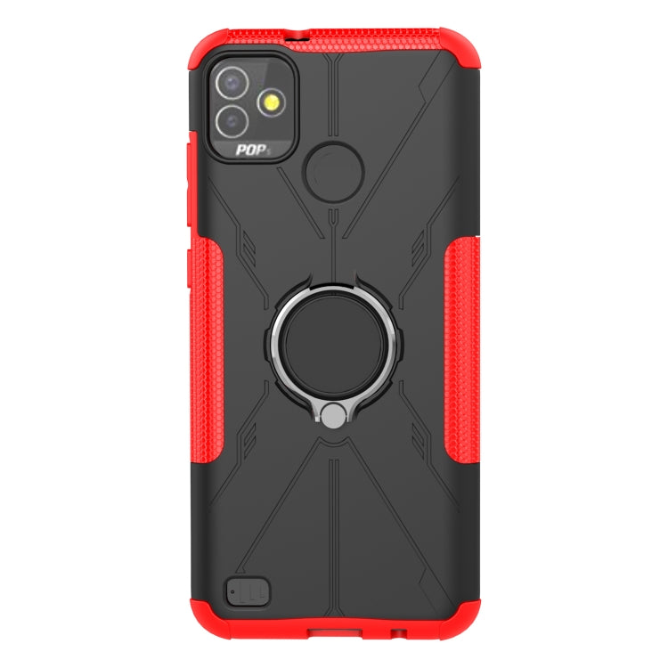 For Tecno Pop 5P Armor Bear Shockproof PC + TPU Phone Case with Ring Holder