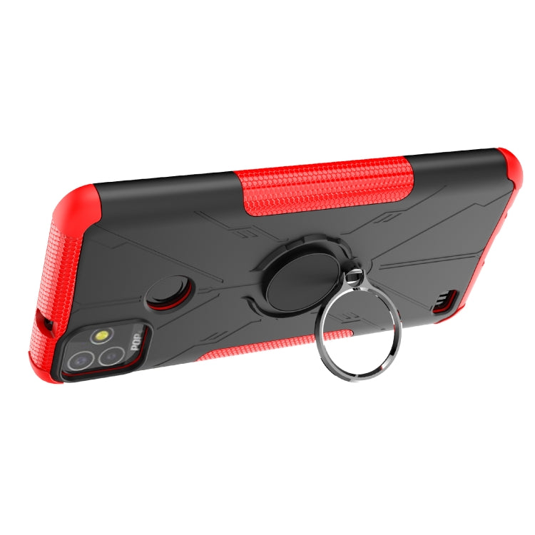 For Tecno Pop 5P Armor Bear Shockproof PC + TPU Phone Case with Ring Holder