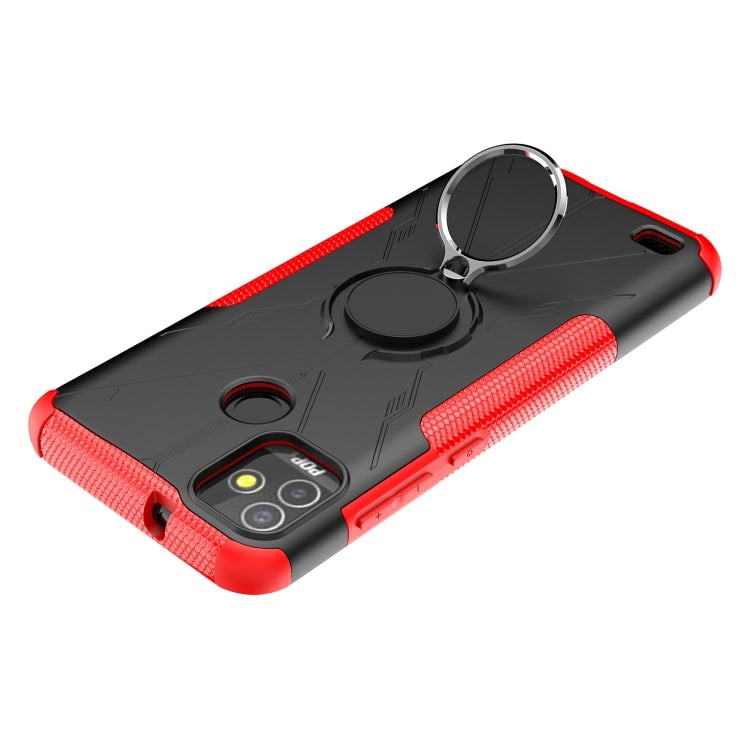 For Tecno Pop 5P Armor Bear Shockproof PC + TPU Phone Case with Ring Holder
