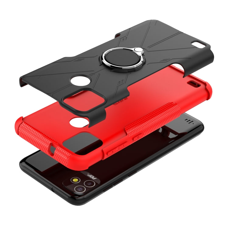 For Tecno Pop 5P Armor Bear Shockproof PC + TPU Phone Case with Ring Holder