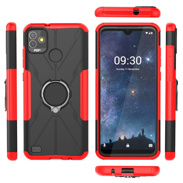 For Tecno Pop 5P Armor Bear Shockproof PC + TPU Phone Case with Ring Holder