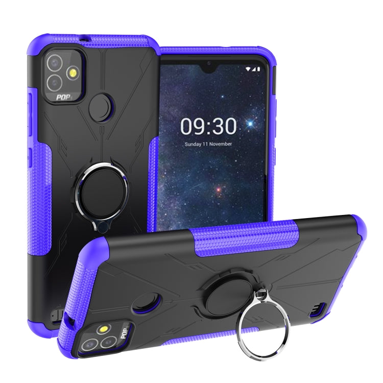 For Tecno Pop 5P Armor Bear Shockproof PC + TPU Phone Case with Ring Holder
