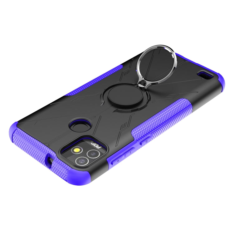 For Tecno Pop 5P Armor Bear Shockproof PC + TPU Phone Case with Ring Holder