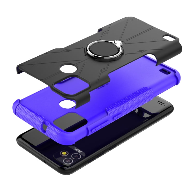 For Tecno Pop 5P Armor Bear Shockproof PC + TPU Phone Case with Ring Holder