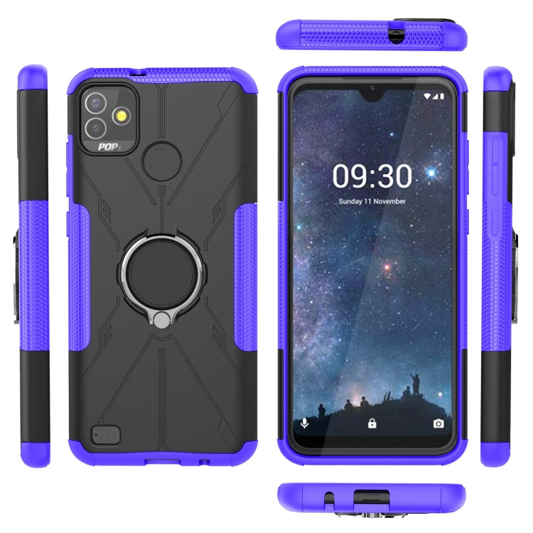For Tecno Pop 5P Armor Bear Shockproof PC + TPU Phone Case with Ring Holder