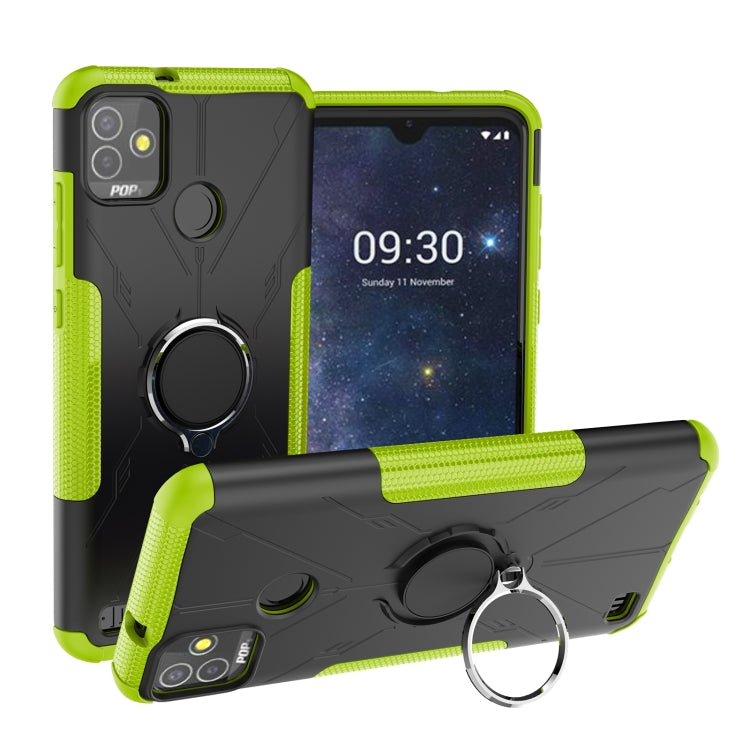 For Tecno Pop 5P Armor Bear Shockproof PC + TPU Phone Case with Ring Holder