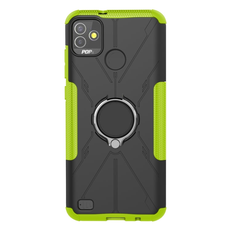 For Tecno Pop 5P Armor Bear Shockproof PC + TPU Phone Case with Ring Holder