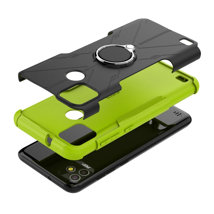 For Tecno Pop 5P Armor Bear Shockproof PC + TPU Phone Case with Ring Holder