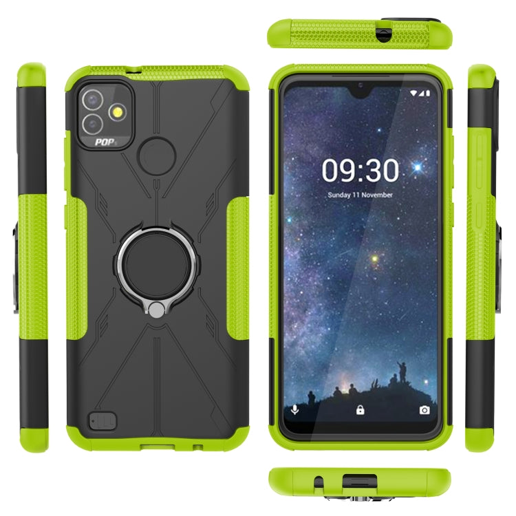 For Tecno Pop 5P Armor Bear Shockproof PC + TPU Phone Case with Ring Holder