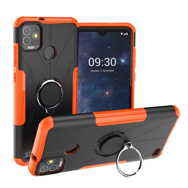 For Tecno Pop 5P Armor Bear Shockproof PC + TPU Phone Case with Ring Holder