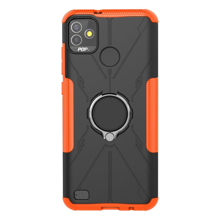 For Tecno Pop 5P Armor Bear Shockproof PC + TPU Phone Case with Ring Holder