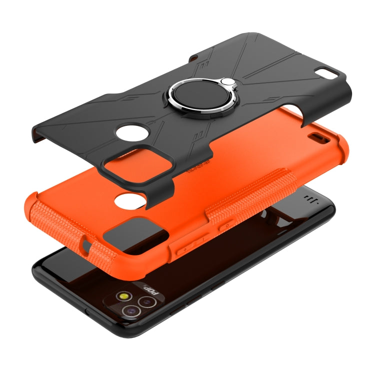 For Tecno Pop 5P Armor Bear Shockproof PC + TPU Phone Case with Ring Holder