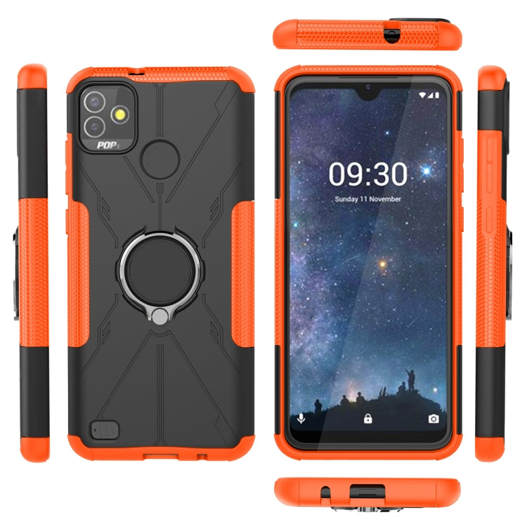For Tecno Pop 5P Armor Bear Shockproof PC + TPU Phone Case with Ring Holder