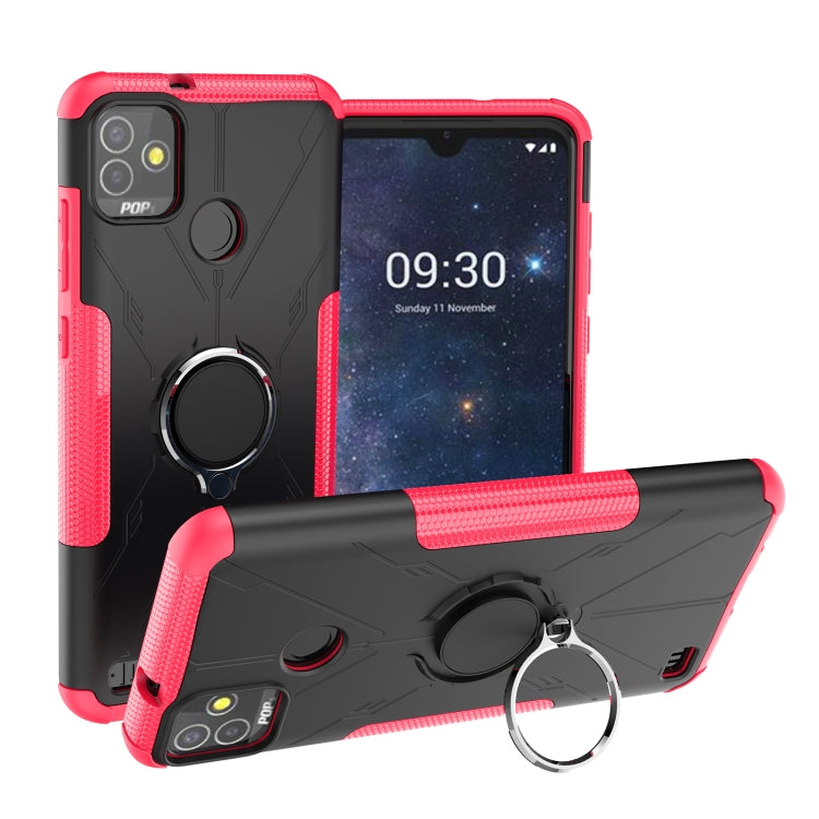 For Tecno Pop 5P Armor Bear Shockproof PC + TPU Phone Case with Ring Holder