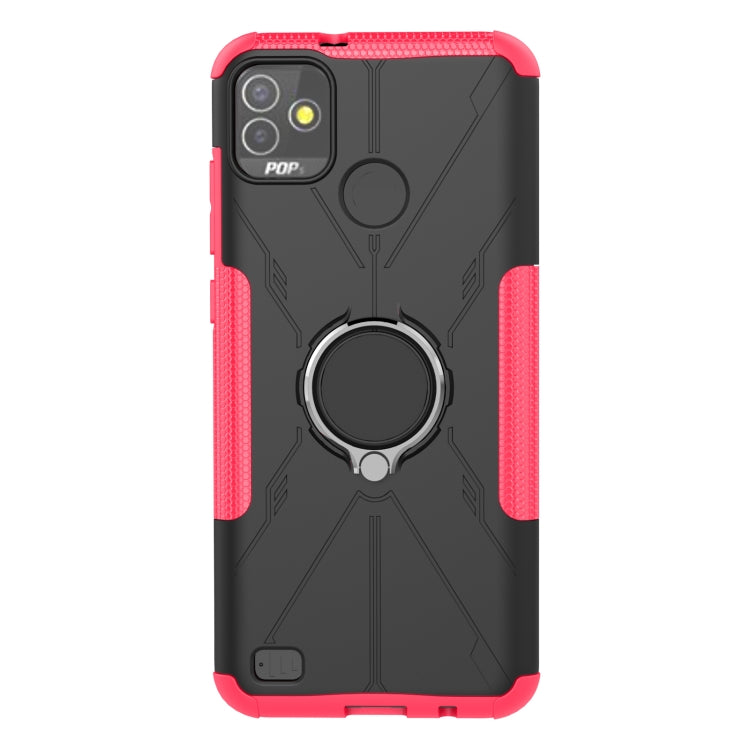For Tecno Pop 5P Armor Bear Shockproof PC + TPU Phone Case with Ring Holder