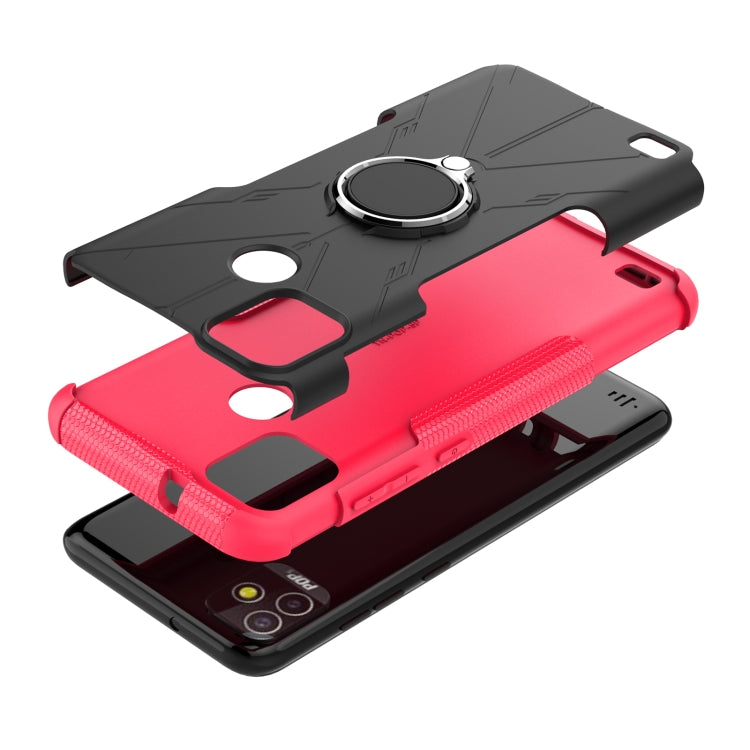 For Tecno Pop 5P Armor Bear Shockproof PC + TPU Phone Case with Ring Holder