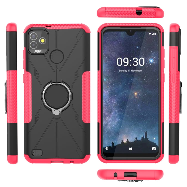 For Tecno Pop 5P Armor Bear Shockproof PC + TPU Phone Case with Ring Holder