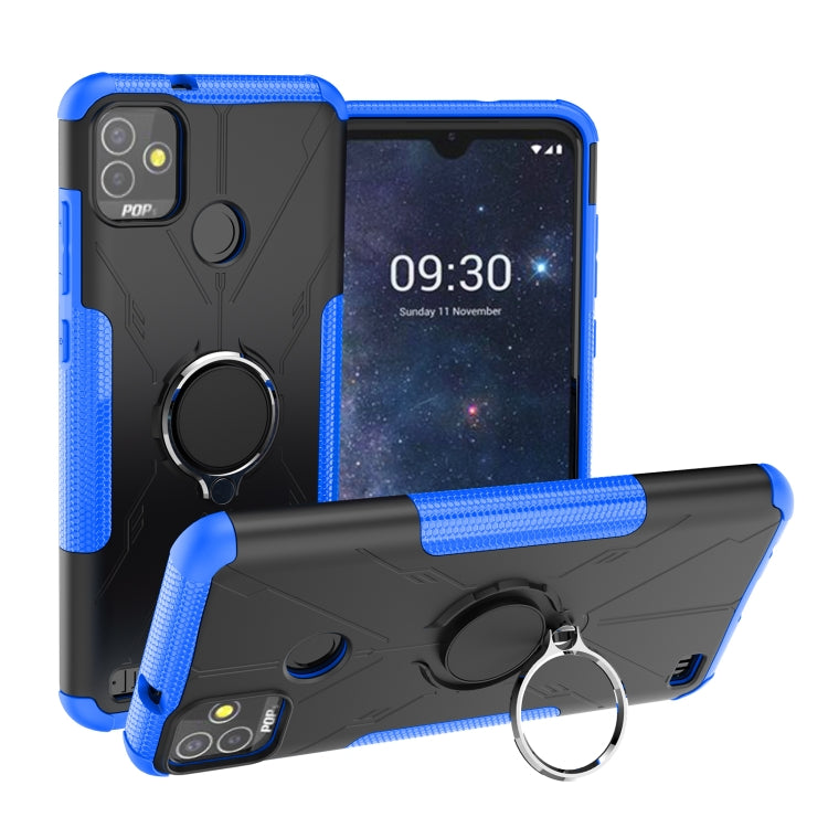 For Tecno Pop 5P Armor Bear Shockproof PC + TPU Phone Case with Ring Holder