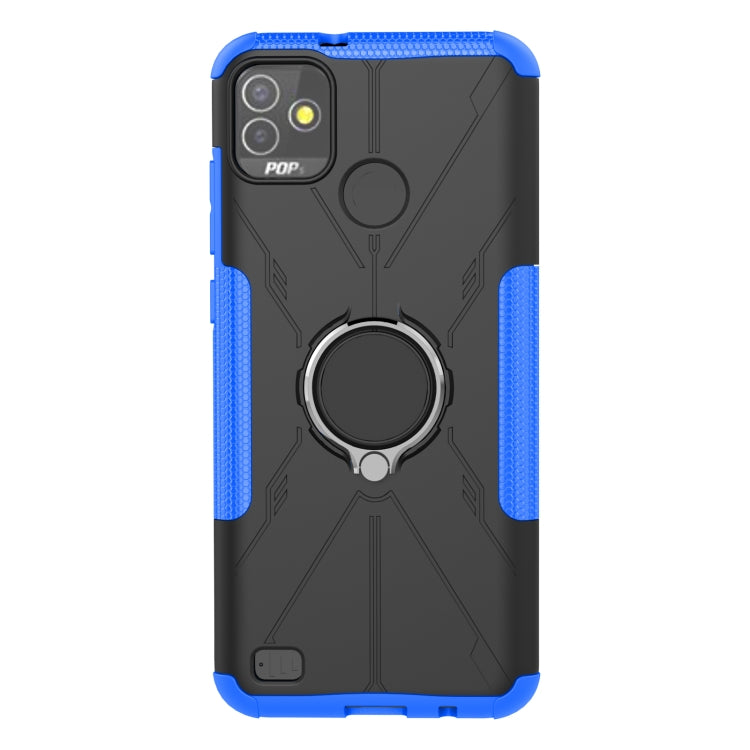 For Tecno Pop 5P Armor Bear Shockproof PC + TPU Phone Case with Ring Holder
